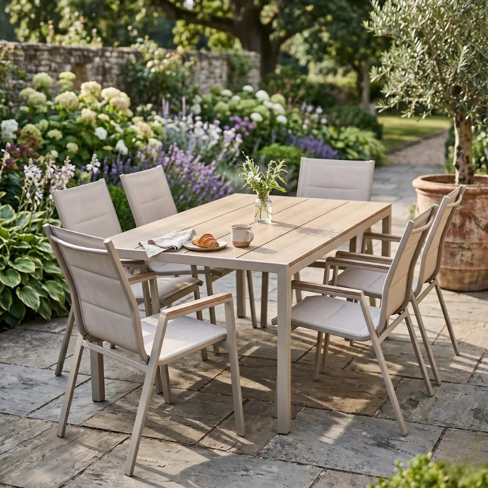 PALERMO 6 SEATER STEEL DINING SET
