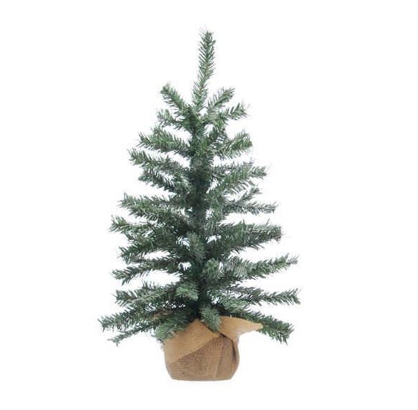 90CM FLOCKED TREE WITH BURLAP BASE