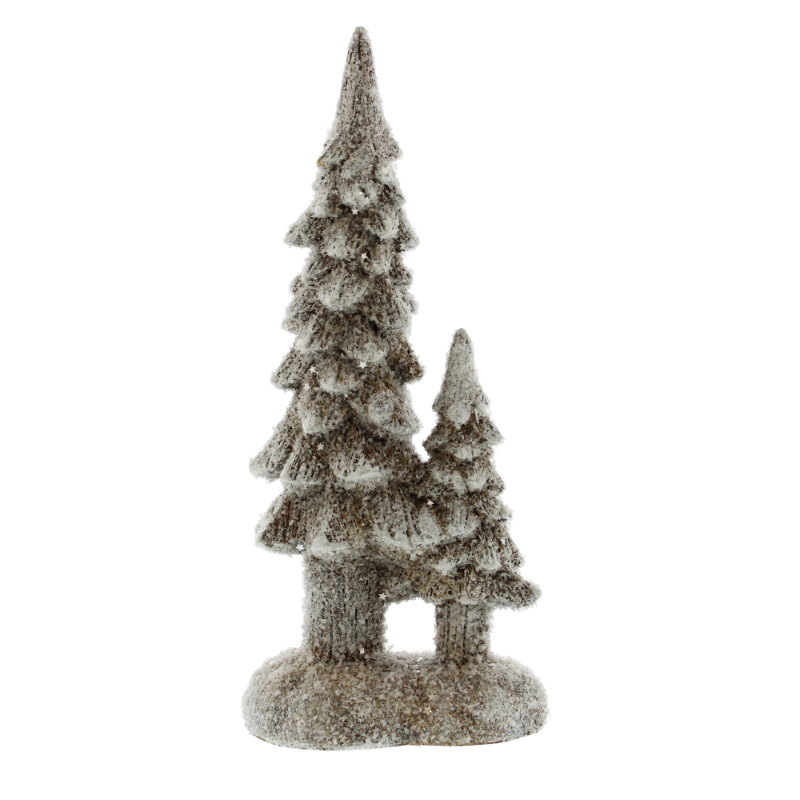 23CM POLYRESIN BROWN FROSTED GLITTER TREE