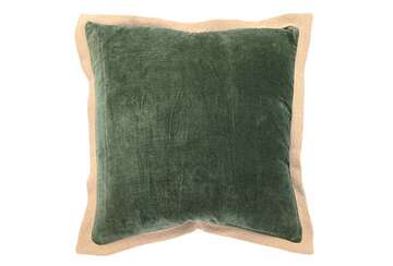 VELVET FLANGE CUSHION OLIVE